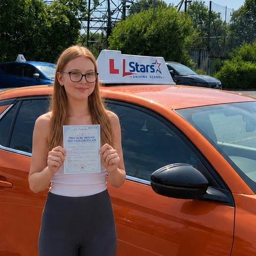 Leah after passing her driving test