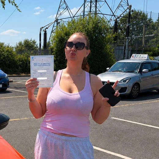 Saffron after passing her driving test